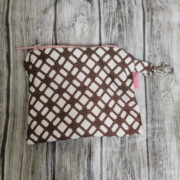 Ame & Lulu Golf Tee Pouch Bag Clip On Brown White Pink w/ Tees and Srixon Balls - Picture 3 of 6